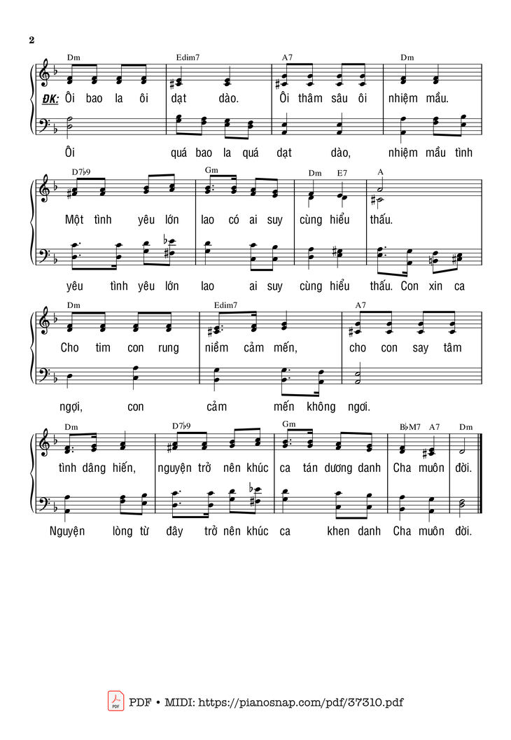Page 4 of the piano sheet music PDF – Khúc Tình Hiến Dâng by Phùng Minh Mẫn