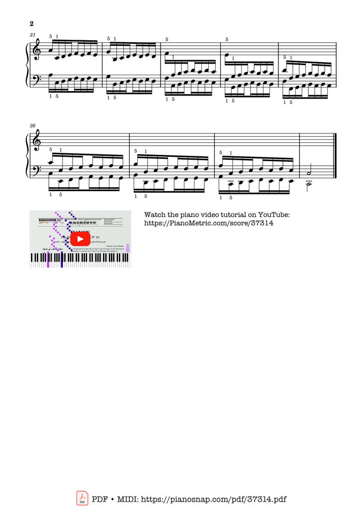 Page 2 of the piano sheet music PDF – Hanon - The Virtuoso Pianist No. 10 by Charles-Louis Hanon