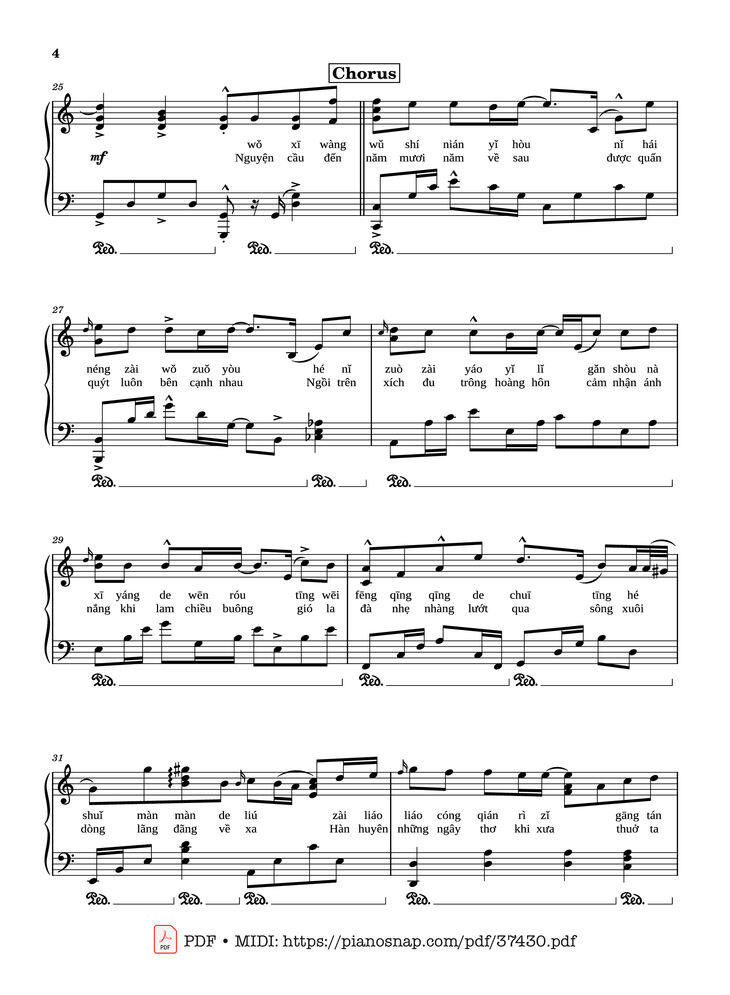 Page 3 of the piano sheet music PDF Piano – 50 năm về sau Piano (五十年以后) by Hải Lai A Mộc