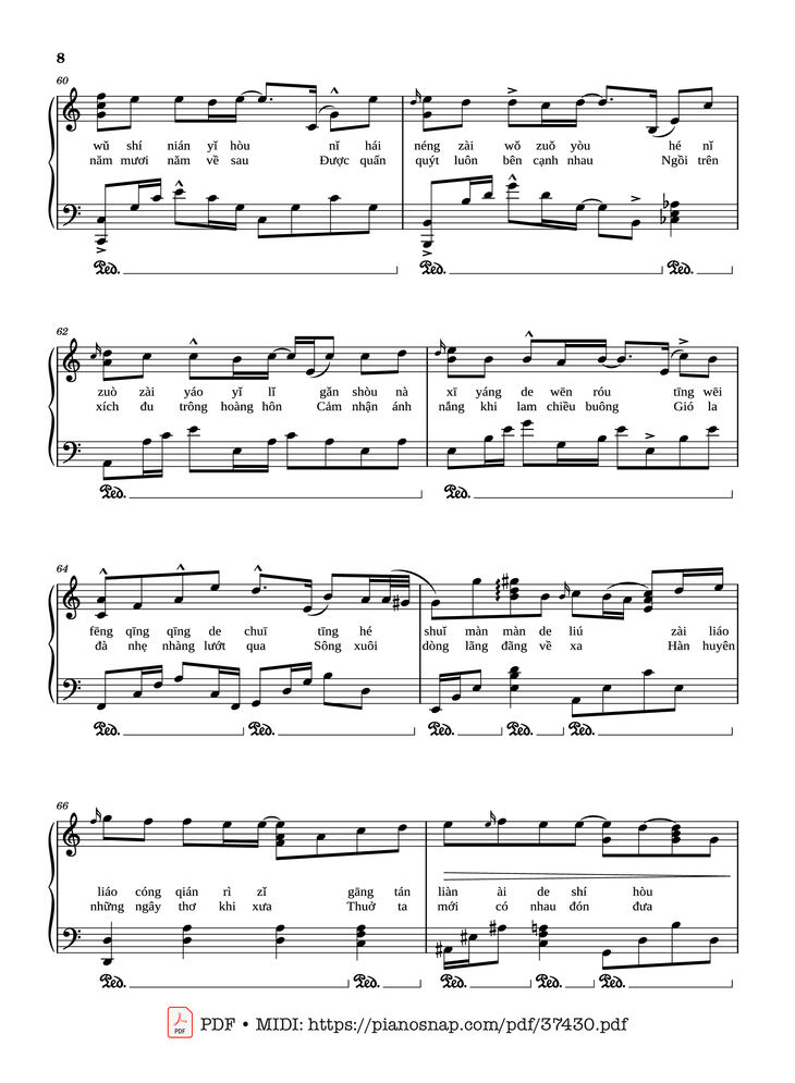 Page 7 of the piano sheet music PDF Piano – 50 năm về sau Piano (五十年以后) by Hải Lai A Mộc