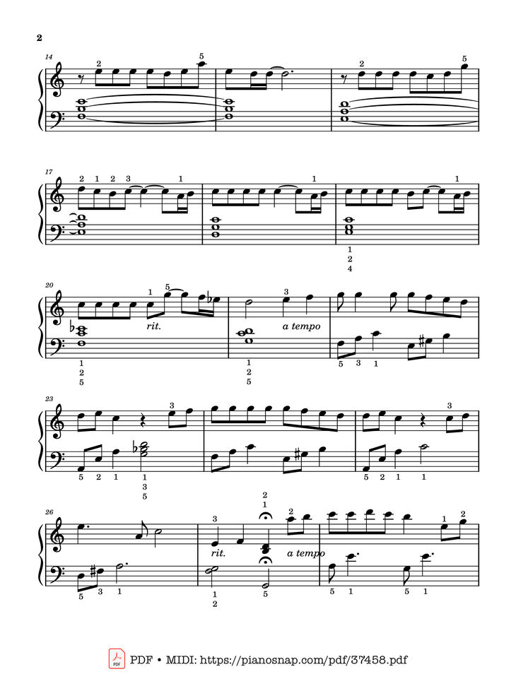 Page 2 of the piano sheet music PDF Piano – One Summer