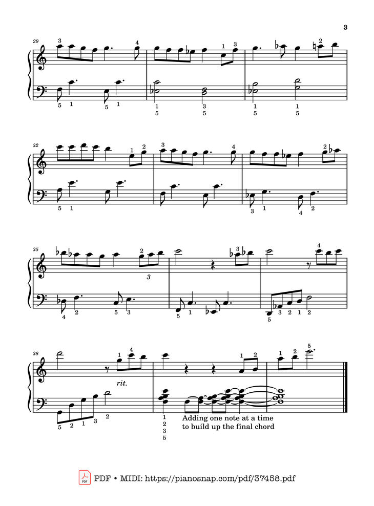 Page 3 of the piano sheet music PDF Piano – One Summer