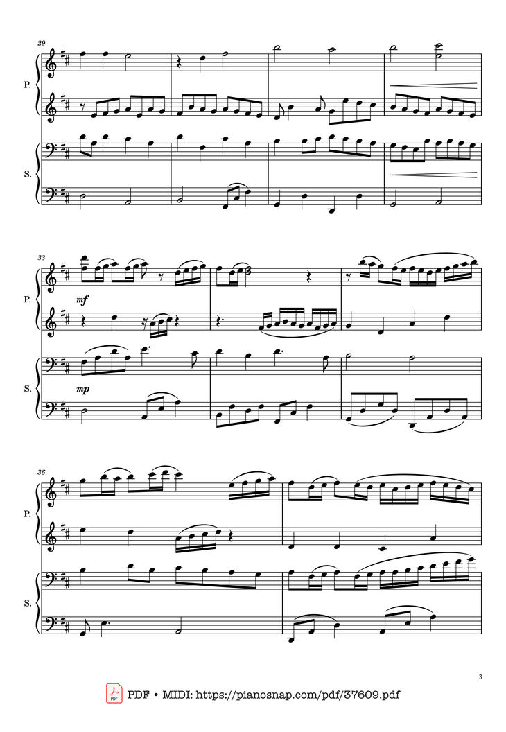 Page 3 of the piano sheet music PDF Piano – Canon in D, Piano Duet, 4 Hands by Johann Pachelbel