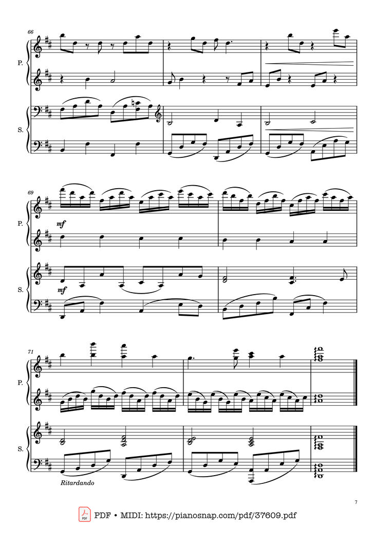 Page 7 of the piano sheet music PDF Piano – Canon in D, Piano Duet, 4 Hands by Johann Pachelbel