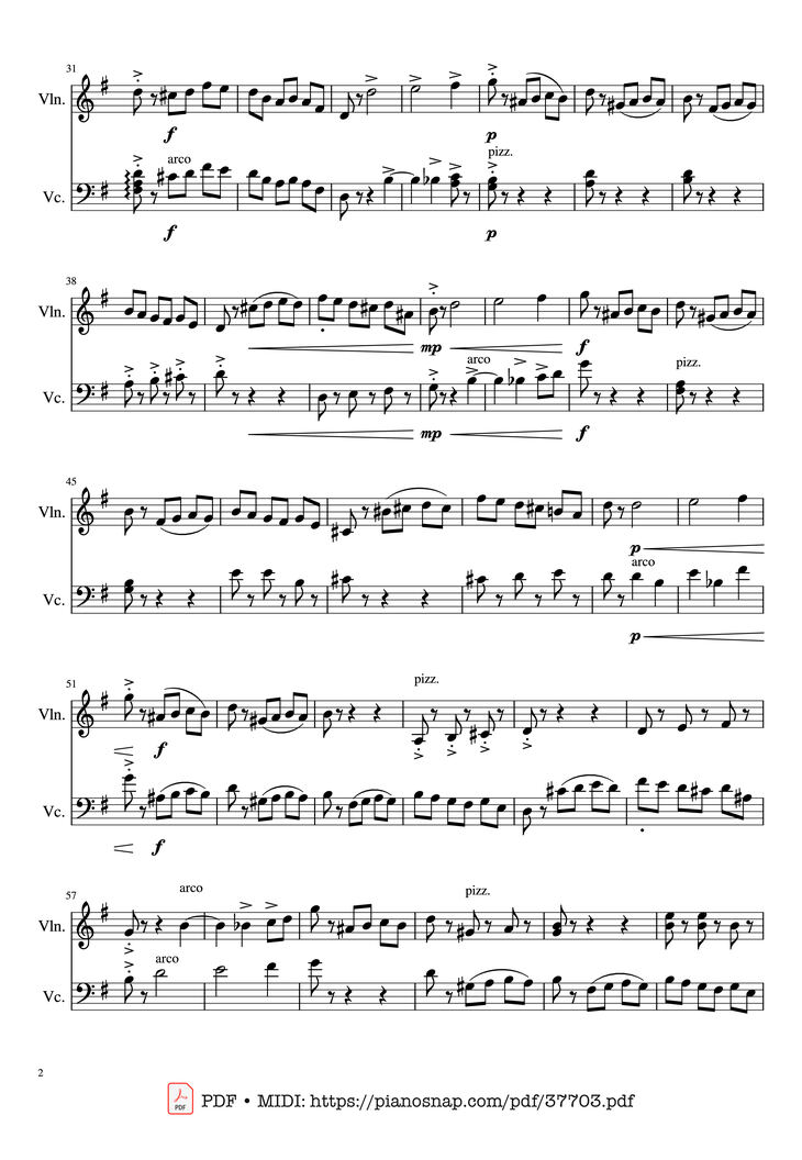Page 2 of the piano sheet music PDF Piano – Sleeping Beauty Waltz by Pyotr Ilyich Tchaikovsky