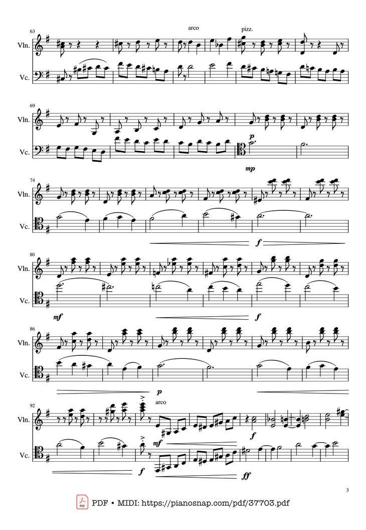 Page 3 of the piano sheet music PDF Piano – Sleeping Beauty Waltz by Pyotr Ilyich Tchaikovsky