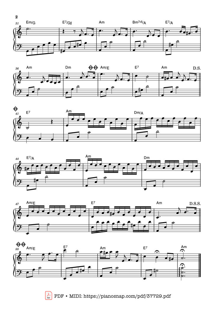 Page 2 of the piano sheet music PDF Piano – Passacaglia (Secret Garden) by Rolf Lovland