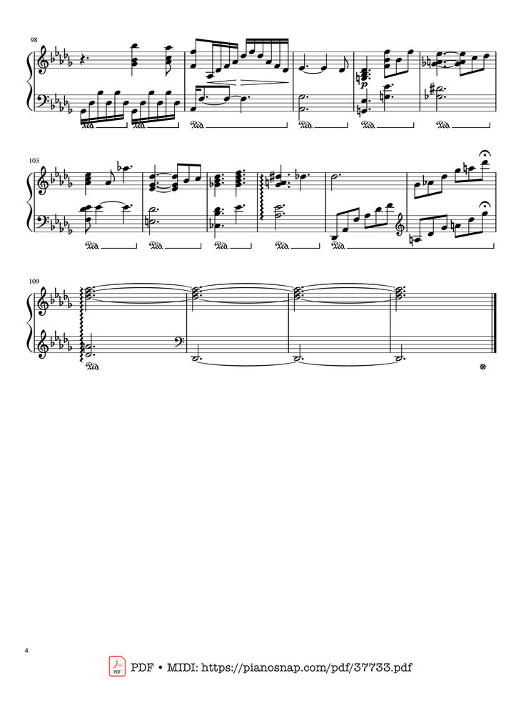 Page 4 of the piano sheet music PDF Piano – Hallelujah Piano by Leonard Cohen