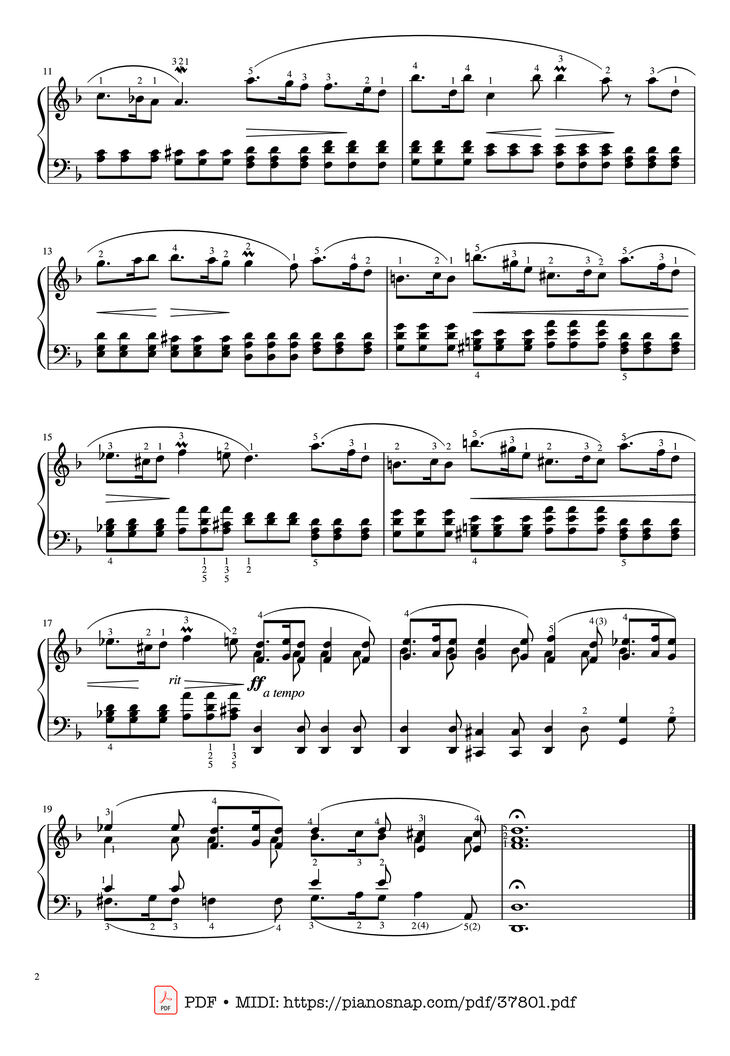 Page 2 of the piano sheet music PDF Piano – Sicilienne from Concerto in D minor BWV 596 by Johann Sebastian Bach