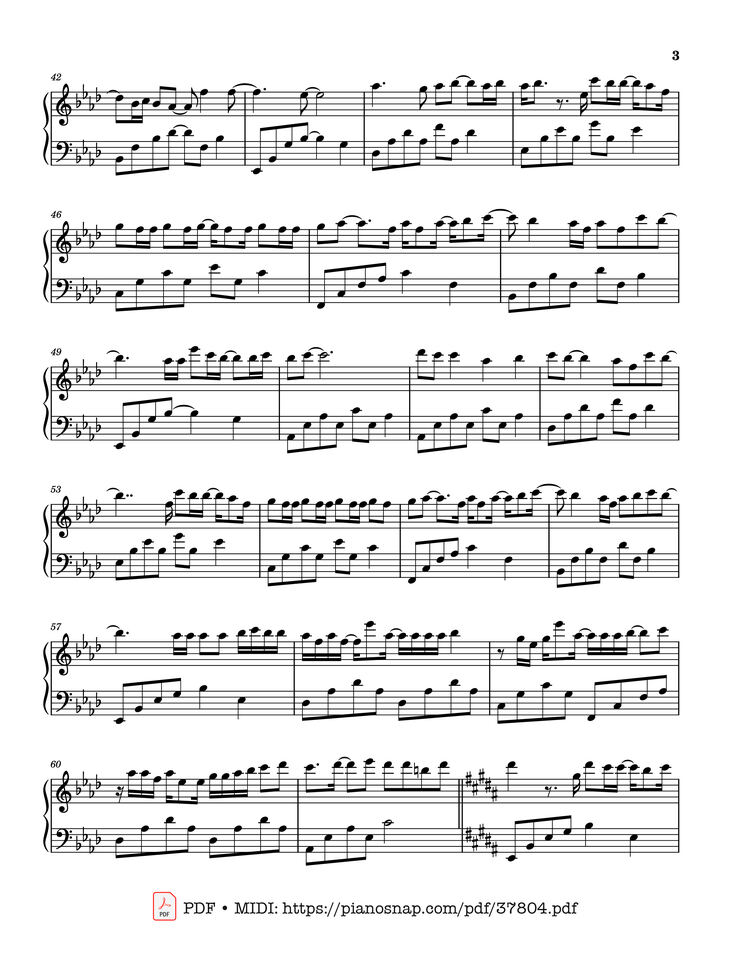 Page 3 of the piano sheet music PDF Piano – Biển đảo và em (海屿你) -  Sea Island You Piano by 马也