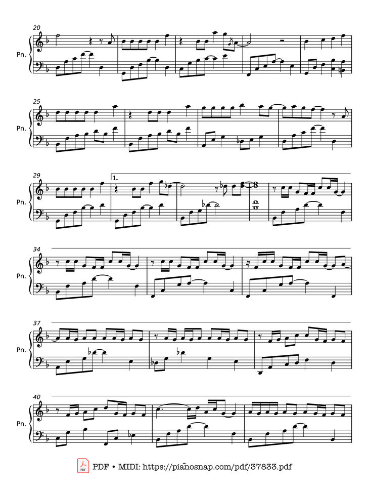 Page 2 of the piano sheet music PDF Piano – Dự báo thời tiết hôm nay mưa by Yuriko