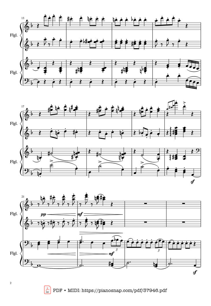 Page 2 of the piano sheet music PDF Piano – Dance of the Sugar Plum Fairy, Piano Duet by Pyotr Ilyich Tchaikovsky