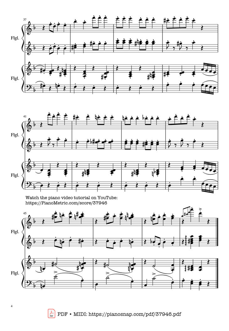 Page 4 of the piano sheet music PDF Piano – Dance of the Sugar Plum Fairy, Piano Duet by Pyotr Ilyich Tchaikovsky