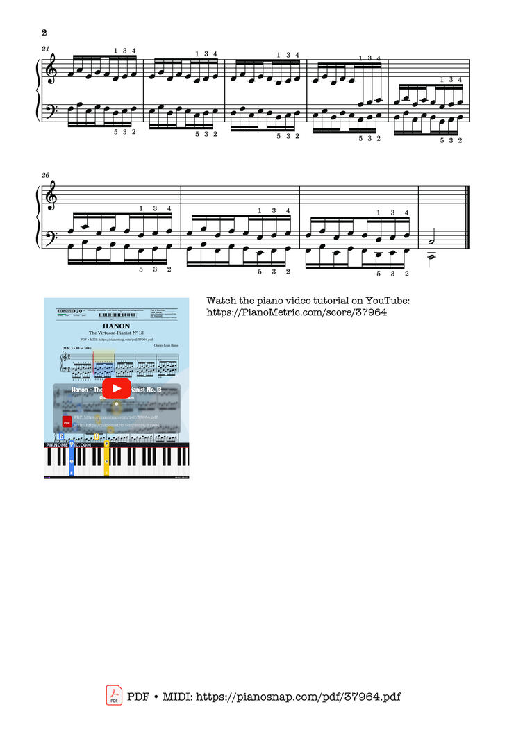Page 2 of the piano sheet music PDF – Hanon - The Virtuoso Pianist No. 13 by Charles-Louis Hanon