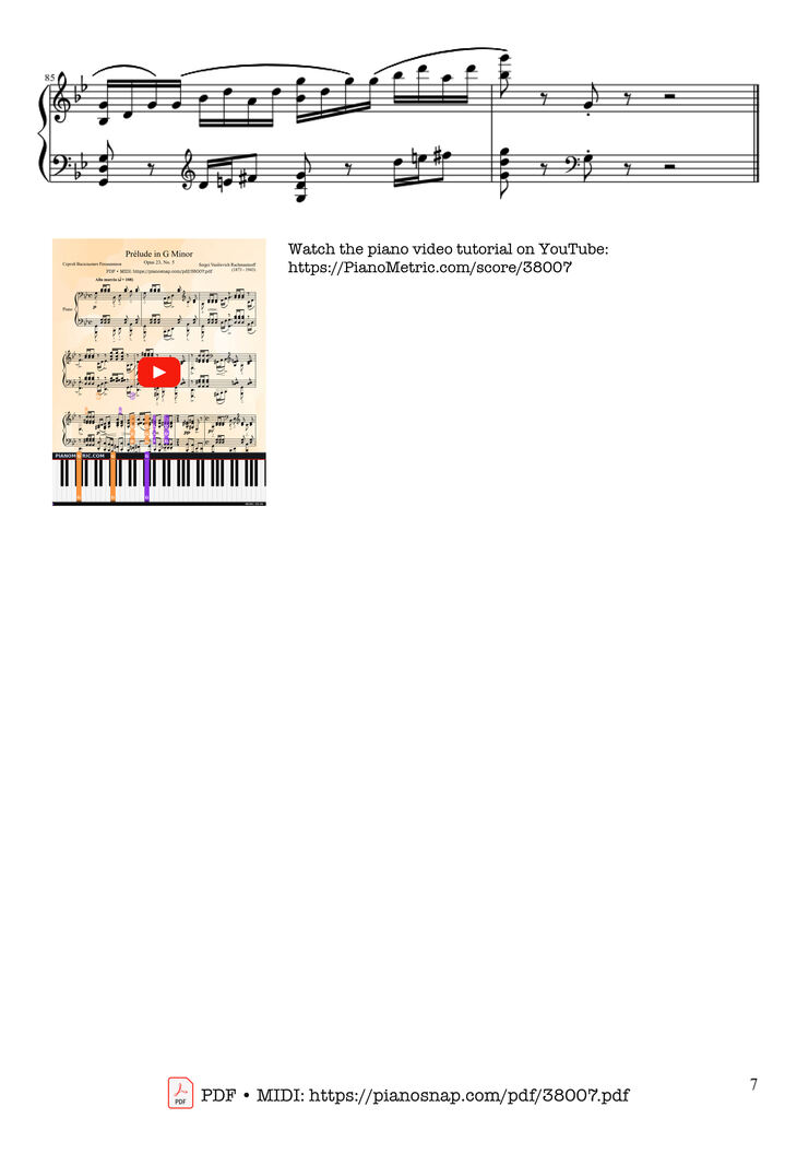 Page 7 of the piano sheet music PDF Piano – Prélude Opus 23 No. 5 in G Minor Piano by Sergei Rachmaninoff