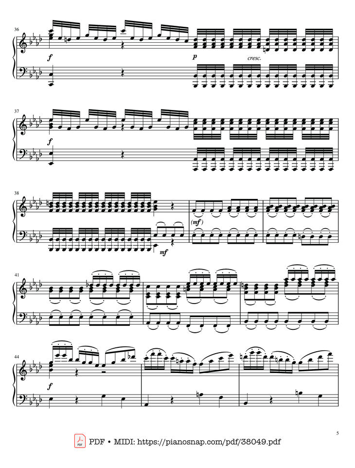 Page 5 of the piano sheet music PDF Piano – The Four Seasons - L