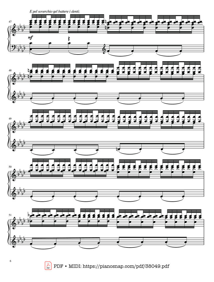 Page 6 of the piano sheet music PDF Piano – The Four Seasons - L