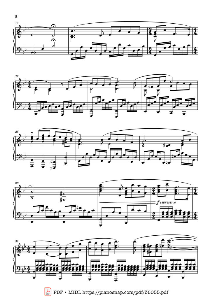 Page 2 of the piano sheet music PDF Piano – Tema d