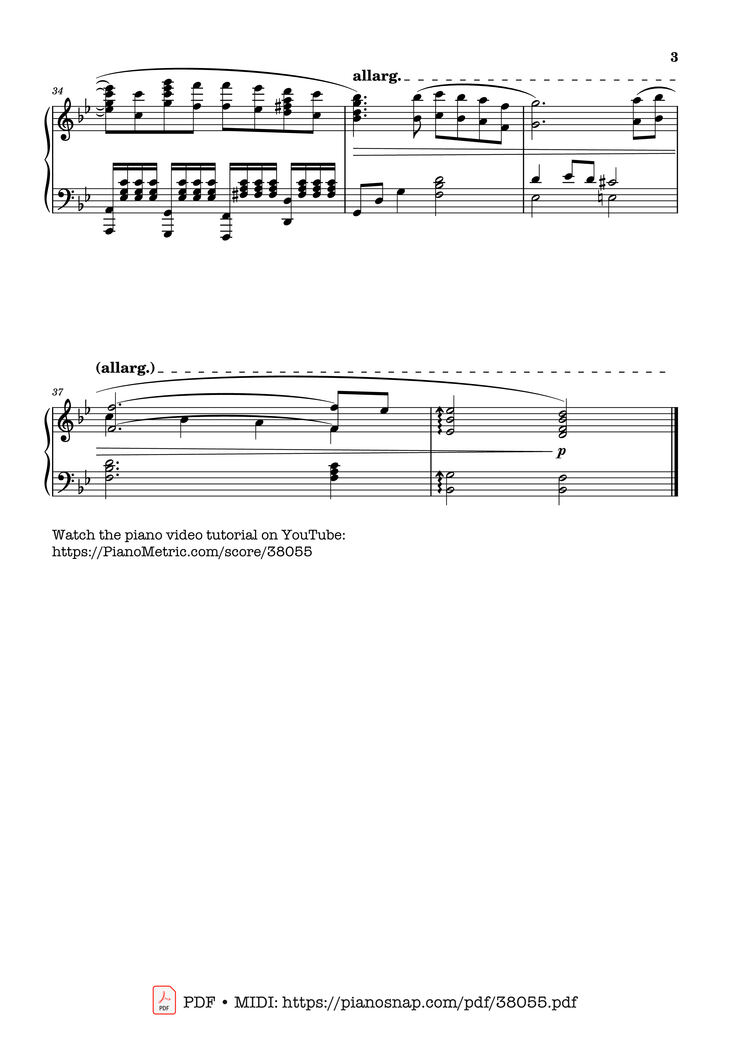 Page 3 of the piano sheet music PDF Piano – Tema d
