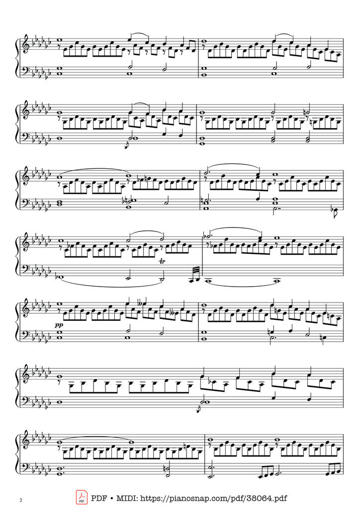 Page 2 of the piano sheet music PDF Piano – Schubert Impromptu No. 3 Op. 90 D 899 by Franz Schubert