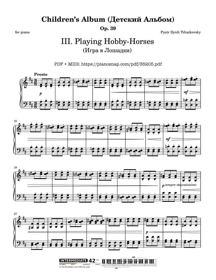 Page 1 of the piano sheet music PDF – Playing Hobby-Horses, Children