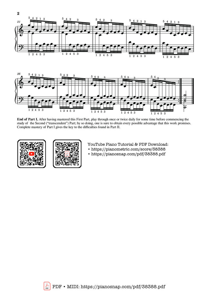 Page 2 of the piano sheet music PDF – Hanon - The Virtuoso Pianist No. 20 (End of part 1) by Charles-Louis Hanon