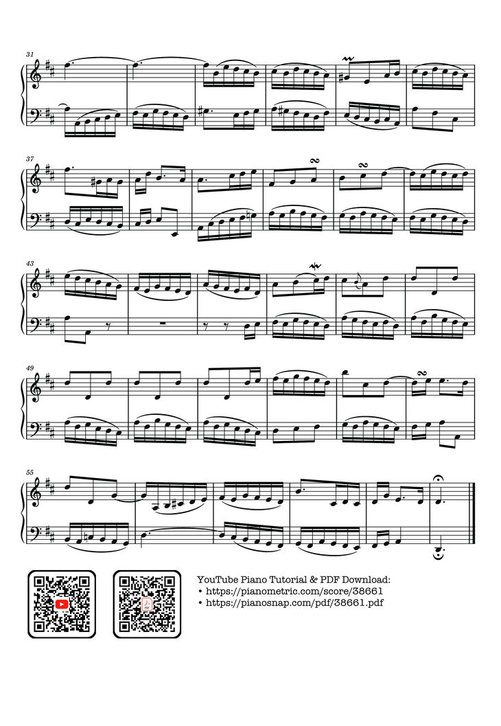 Page 2 of the piano sheet music PDF – Invention 3 in D major BWV 774 by Johann Sebastian Bach