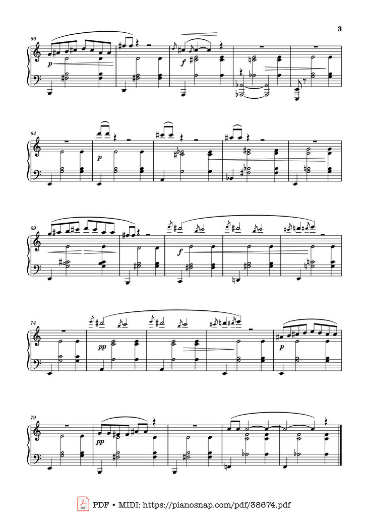 Page 3 of the piano sheet music PDF – Gnossienne No. 7 by Erik Satie