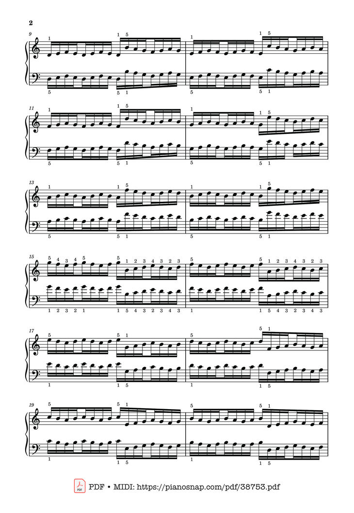 Page 2 of the piano sheet music PDF Piano – Hanon - The Virtuoso Pianist No. 23 by Charles-Louis Hanon