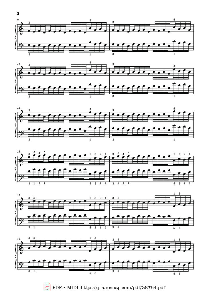 Page 2 of the piano sheet music PDF Piano – Hanon - The Virtuoso Pianist No. 24 by Charles-Louis Hanon