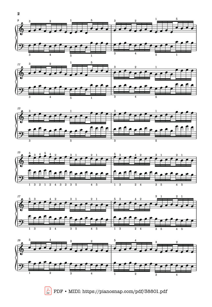 Page 2 of the piano sheet music PDF Piano – Hanon - The Virtuoso Pianist No. 26 by Charles-Louis Hanon