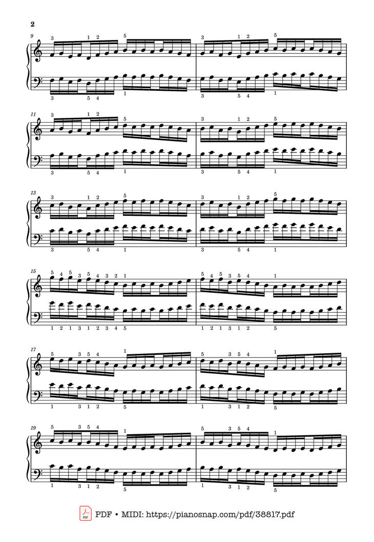 Page 2 of the piano sheet music PDF Piano – Hanon - The Virtuoso Pianist No. 27 by Charles-Louis Hanon