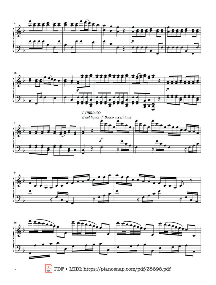 Page 2 of the piano sheet music PDF – The Four Seasons - L