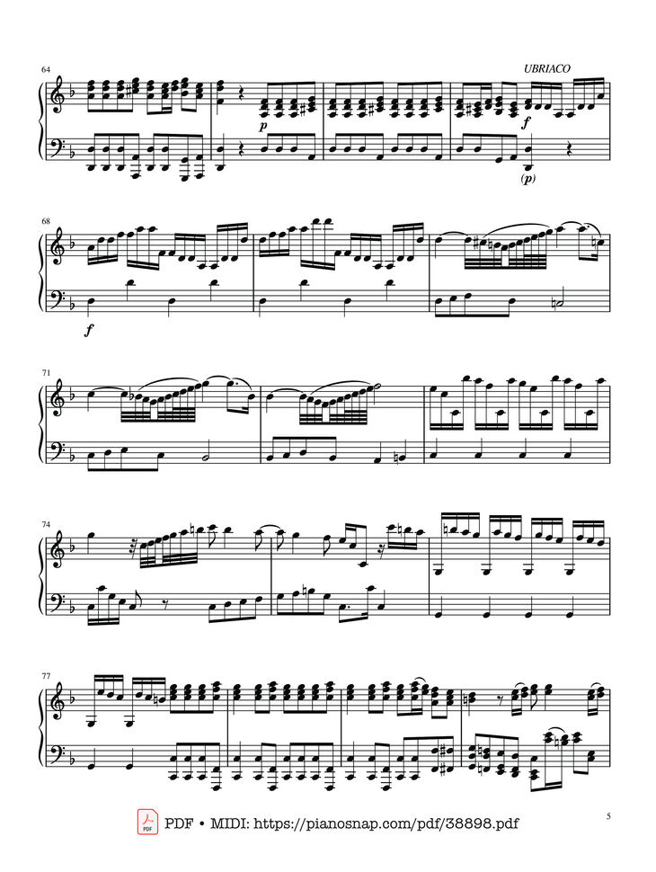 Page 5 of the piano sheet music PDF – The Four Seasons - L