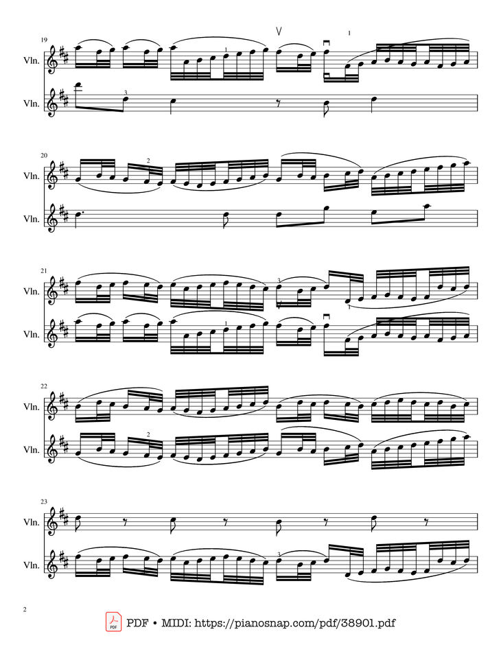 Page 2 of the piano sheet music PDF – Canon in D Violin Duet by Johann Pachelbel