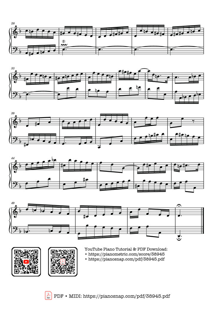 Page 2 of the piano sheet music PDF – Invention 4 in D minor, BWV 775 by Johann Sebastian Bach