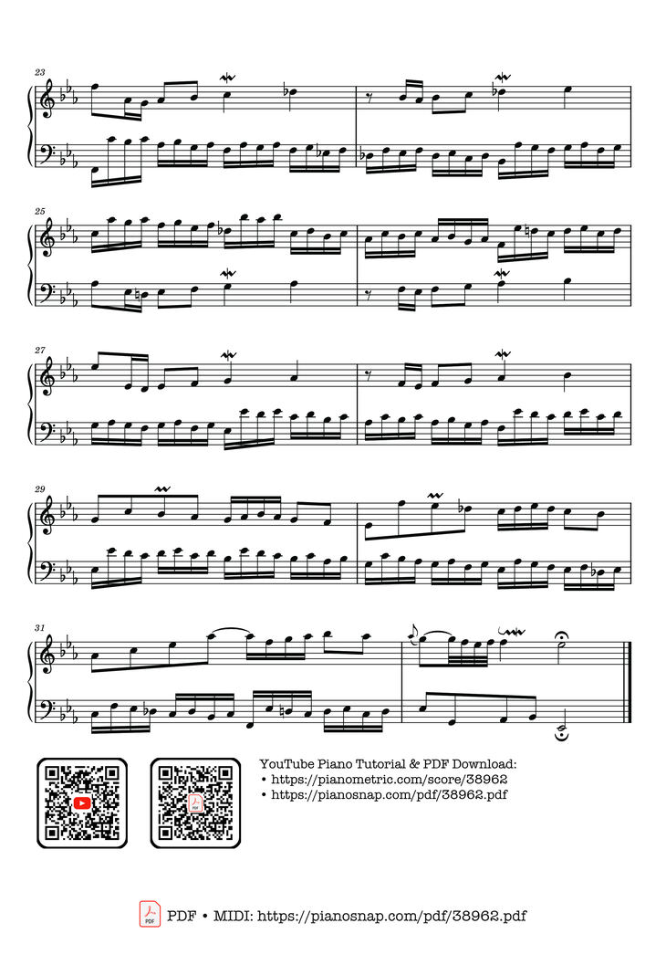 Page 3 of the piano sheet music PDF – Invention No. 5 in E-flat Major, BWV 776 by Johann Sebastian Bach