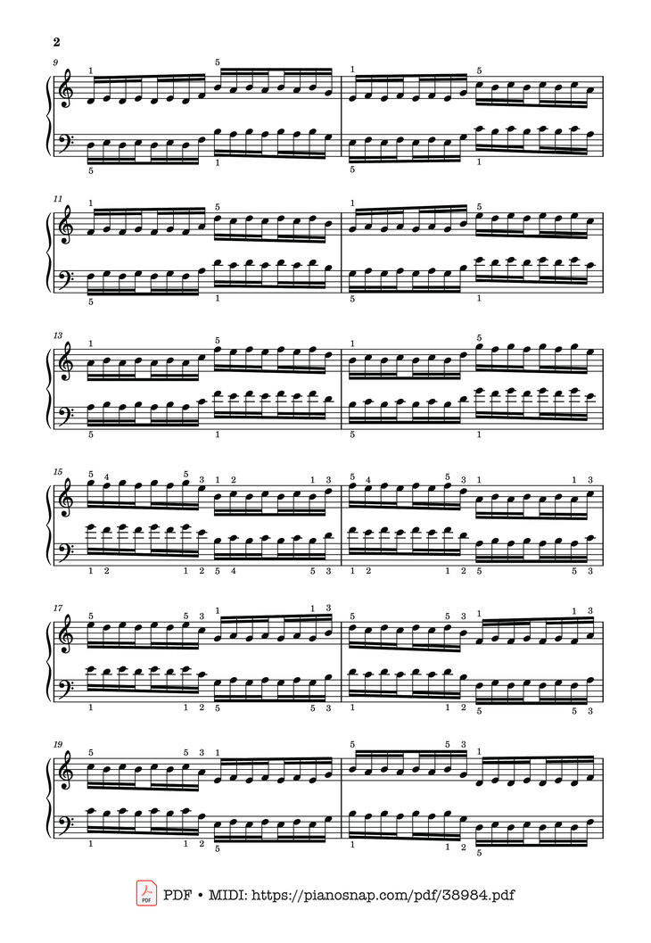 Page 2 of the piano sheet music PDF Piano – Hanon - The Virtuoso Pianist No. 30 by Charles-Louis Hanon