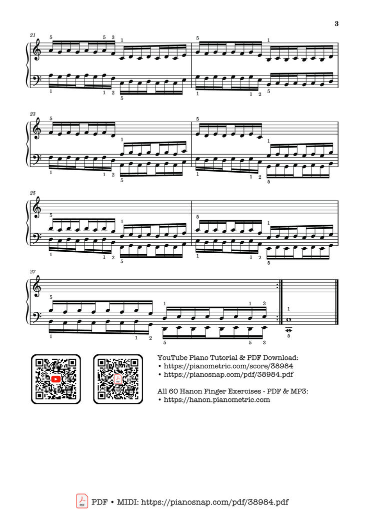 Page 3 of the piano sheet music PDF Piano – Hanon - The Virtuoso Pianist No. 30 by Charles-Louis Hanon