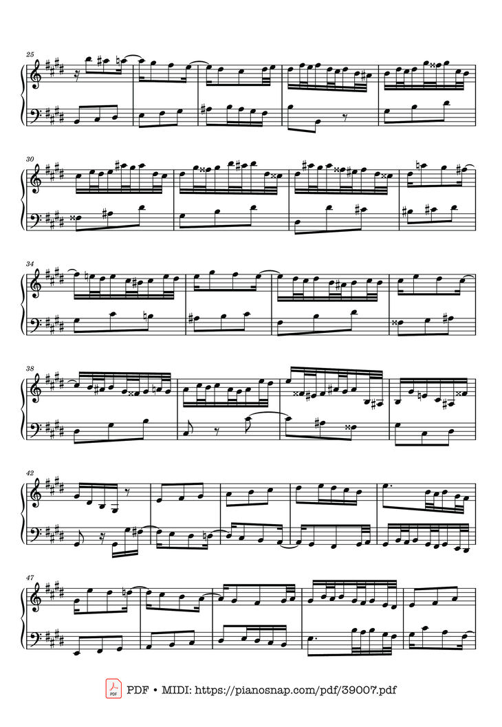 Page 2 of the piano sheet music PDF – Invention No. 6 in E Major, BWV 777 by Johann Sebastian Bach