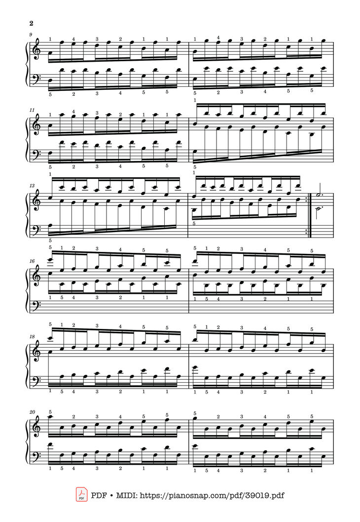 Page 2 of the piano sheet music PDF Piano – Hanon - The Virtuoso Pianist No. 31 by Charles-Louis Hanon