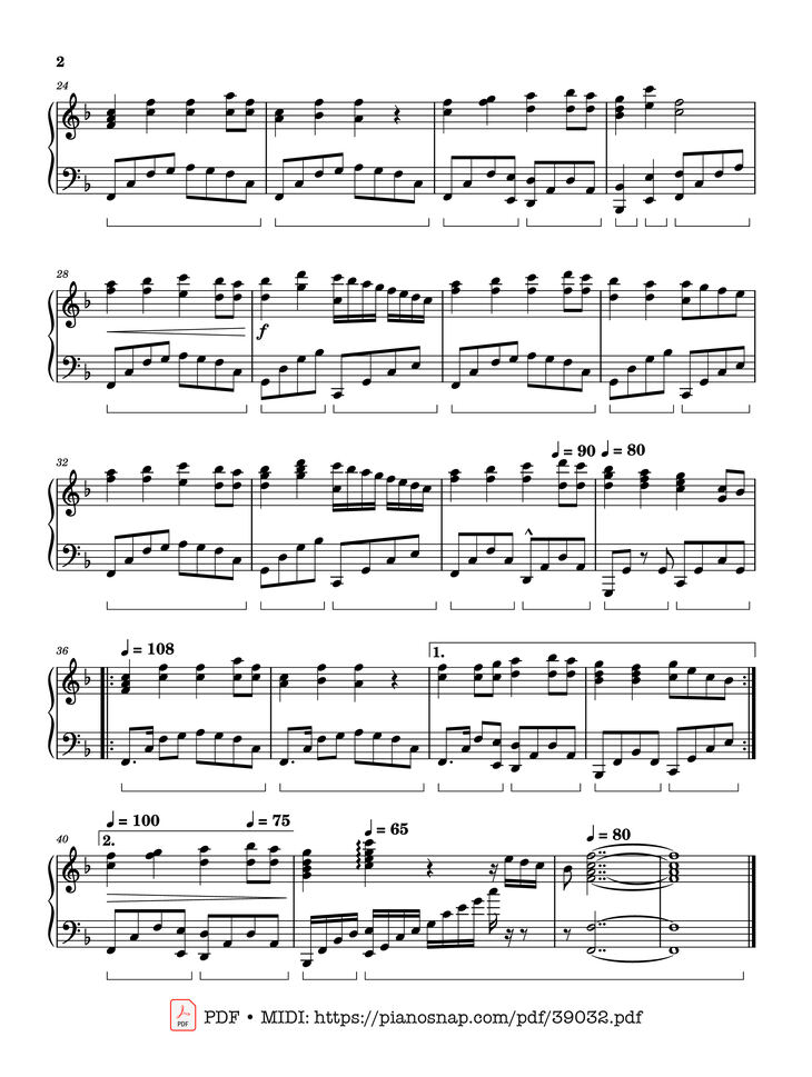 Page 2 of the piano sheet music PDF Piano – He is Born, the Divine Christ Child Piano by Traditional