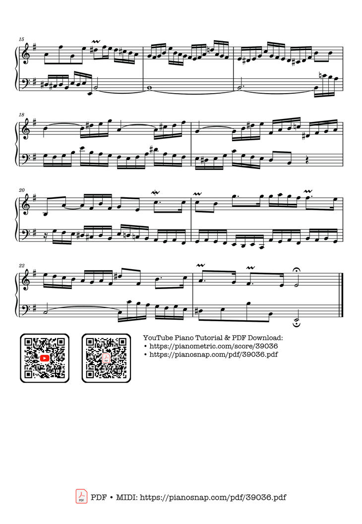 Page 2 of the piano sheet music PDF – Invention No. 7 in E minor, BWV 778 by Johann Sebastian Bach
