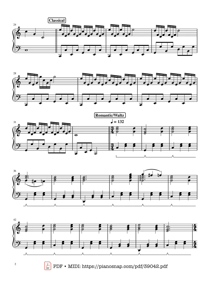 Page 2 of the piano sheet music PDF – Mary had a Little Lamb - variations through time Piano by Words by Sarah Josepha Hale