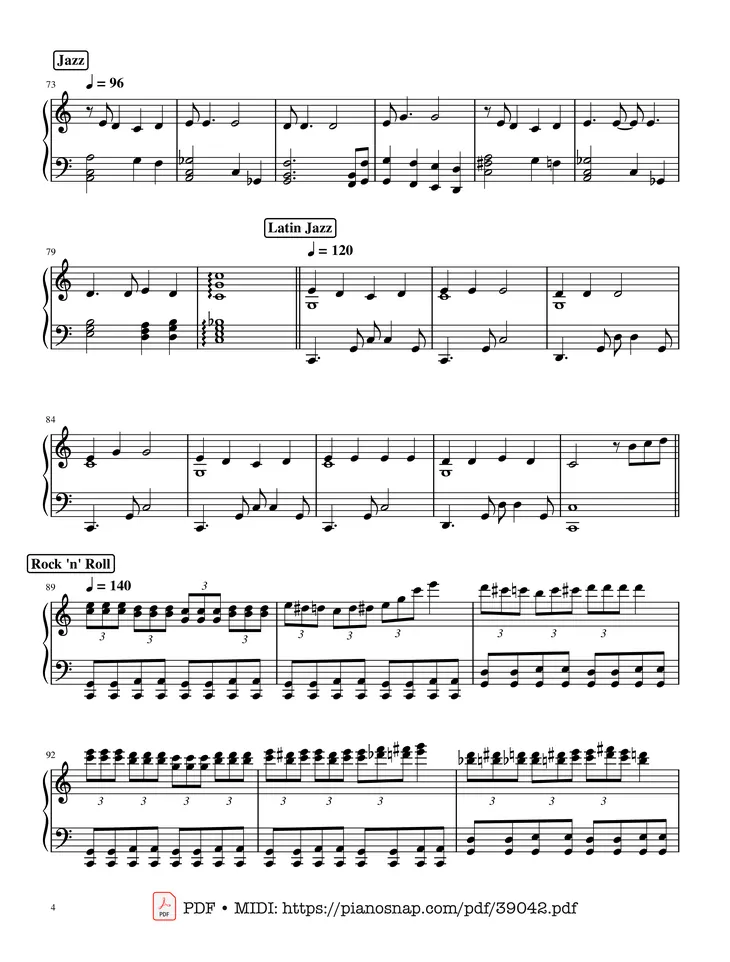 Page 4 of the piano sheet music PDF – Mary had a Little Lamb - variations through time Piano by Words by Sarah Josepha Hale