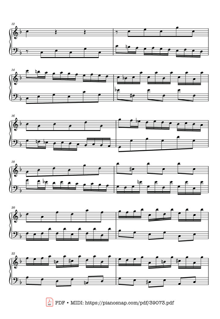 Page 2 of the piano sheet music PDF – Invention 8 in F Major, BWV 779 by Johann Sebastian Bach