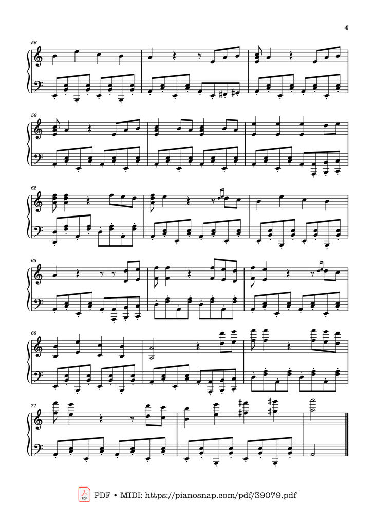 Page 4 of the piano sheet music PDF Piano – Bella Ciao (La Casa de Papel) by Traditional