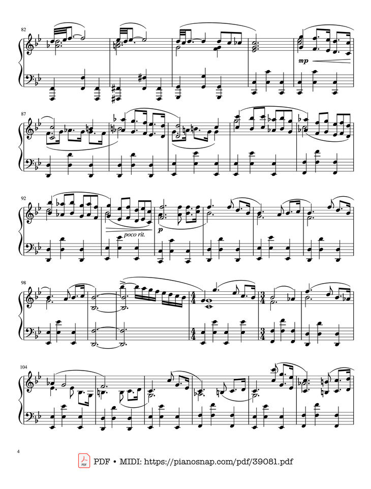 Page 4 of the piano sheet music PDF Piano – Adagio Albinoni (in G minor) - For Solo Piano by Albinoni