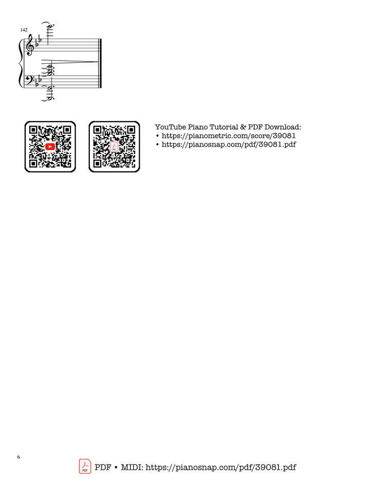 Page 6 of the piano sheet music PDF Piano – Adagio Albinoni (in G minor) - For Solo Piano by Albinoni