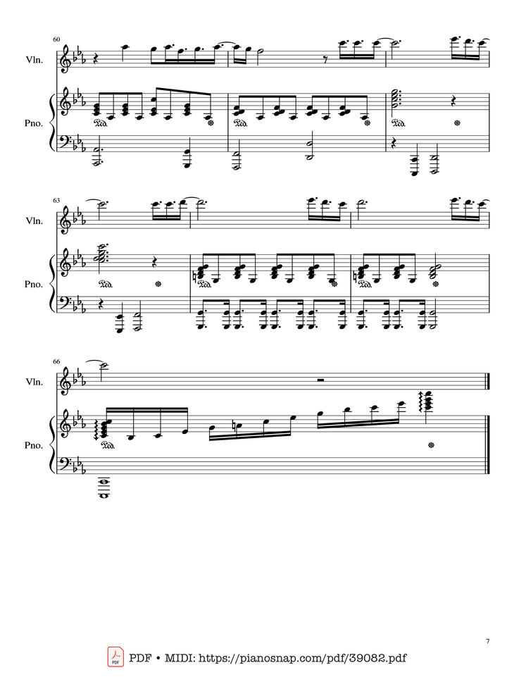Page 7 of the piano sheet music PDF Piano – Adagio (Lara Fabian) Violin & Piano by Albinoni